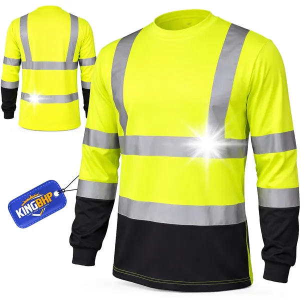 Koszulka robocza ODBLASKOWA T-shirt ostrzegawczy z DŁUGIM RĘKAWEM BAWEŁNA