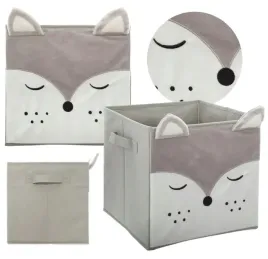 kosz-pojemnik-organizer-tekstylny-dla-dzieci-na-zabawki-szary-lisek-29x29cm