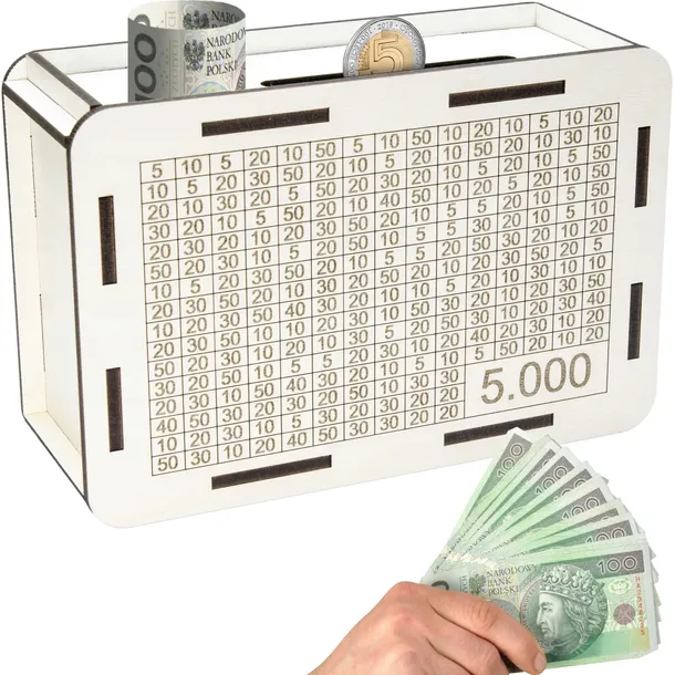 Prezent SKARBONKA WYKREŚLANA cel 5000 WYZWANIE OSZCZĘDZANIE upominek