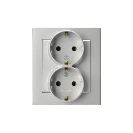 ospel-sonata-gniazdo-podwojne-schuko-uziemienie-srebrny-gp-2rs-38