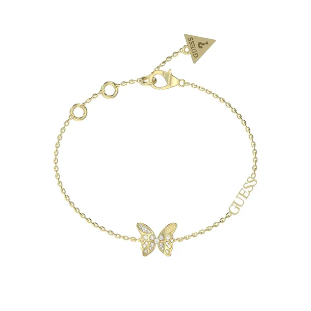 Bransoletka damska złota  Guess cyrkonia motyl 19cm