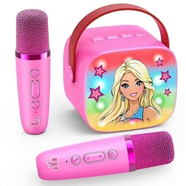 mini-karaoke-dla-dzieci-bezprzewodowy-glosnik-2-mikrofony-bluetooth-rozowy