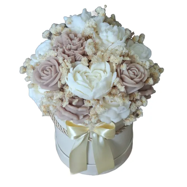 Flower Wax Box Wieczny Bukiet Kwiaty z Wosku Sojowego Prezent Urodziny