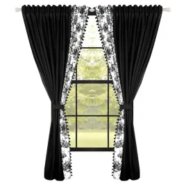 komplet-zaslona-pomponiki-do-salonu-250x190cm-czarny-kwiaty-2szt