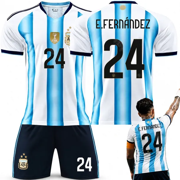 KOMPLET PIŁKARSKI KOSZULKA ENZO FERNANDEZ MISTRZOSTWA ŚWIATA 2026 ARGENTYNA