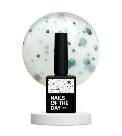 nailsoftheday-potal-base-30-mleczna-baza-z-czarnym-oraz-zielonym-brokatem