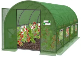 tunel-foliowy-ogrodowy-4-segmentowy-zielony-6x3x2m-z-drzwiami-na-zawiasie