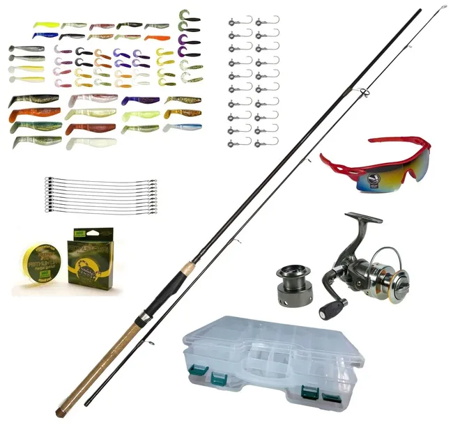 Zestaw wędkarski PRO, wędka 2,4m + KOŁOWROTEK + 82 elementy - ZEST-W-10