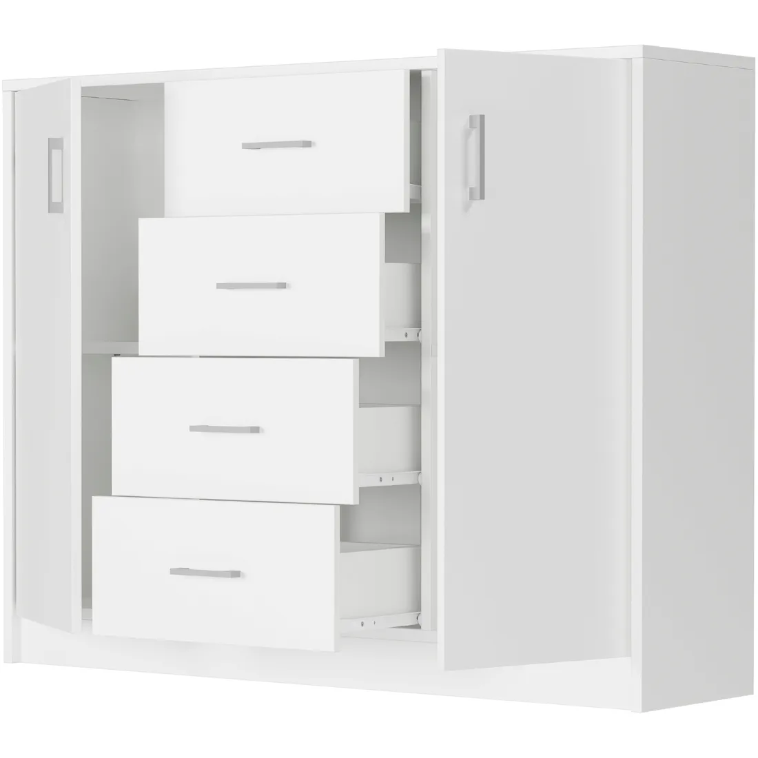 komoda-110cm-szafka-4-szuflady-2-polki-biala-u1-stan-nowy