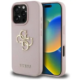 etui-iphone-16-pro-guess-grained-big-4g-logo-small-classic-logo-rozowe