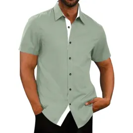 meska-koszula-letnia-z-krotkim-rekawem-biznesowa-slim-fit-zielona-xl