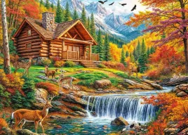 puzzle-1000-elementow-dla-doroslych-jelen-w-lesie-z-domkiem-70x50-cm