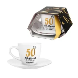 filizanka-230-ml-ze-spodkiem-50-krolowa-jest-tylko-jedna-na-urodziny