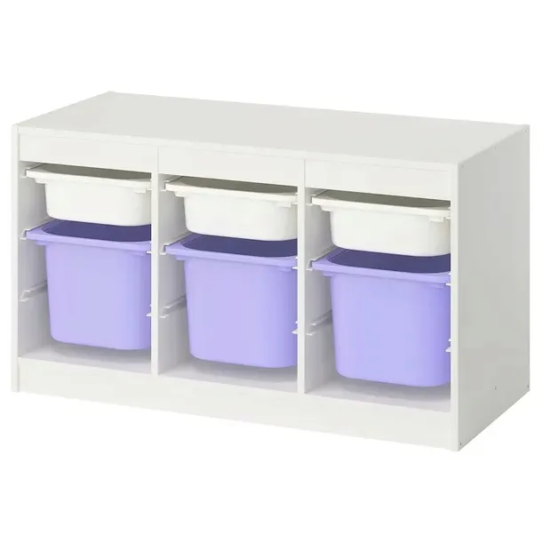 IKEA TROFAST regał BIAŁY + 6 pojemników BIAŁY/ LILIOWY