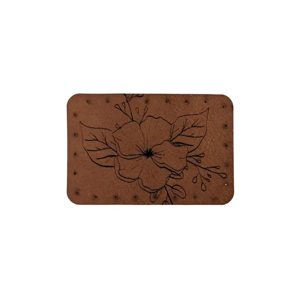 Naszywka skórzana Lew 6 x 4 cm kwiatek brązowy