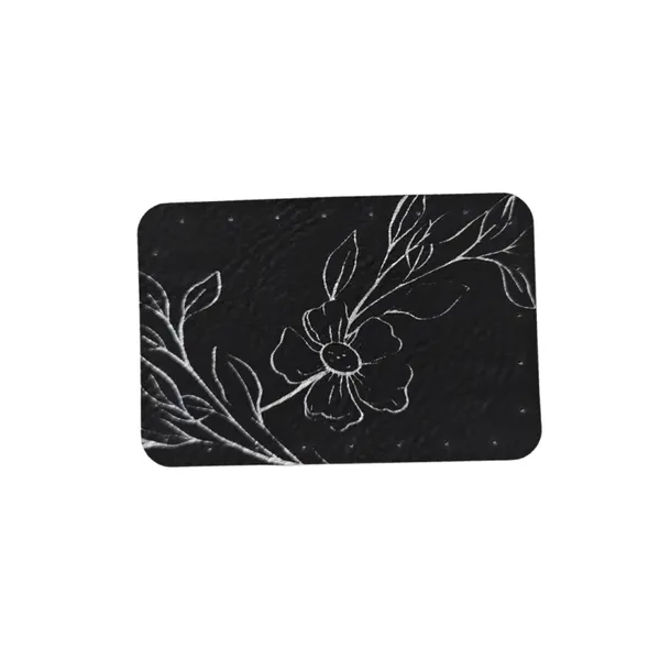 Naszywka skórzana Lew 6 x 4 cm kwiatek czarny