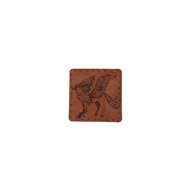 Naszywka skórzana Lew 7 x 7 cm hipogryf brązowy