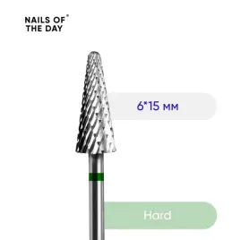 nailsoftheday-frez-karbidowy-stozek-zielony-6x15-mm