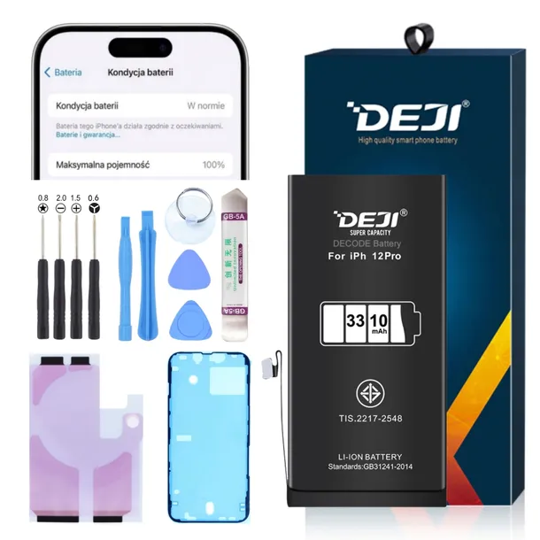 Powiększona Bateria DEJI 3310mAh do iPhone 12 i 12 Pro BEZ KOMUNIKATU