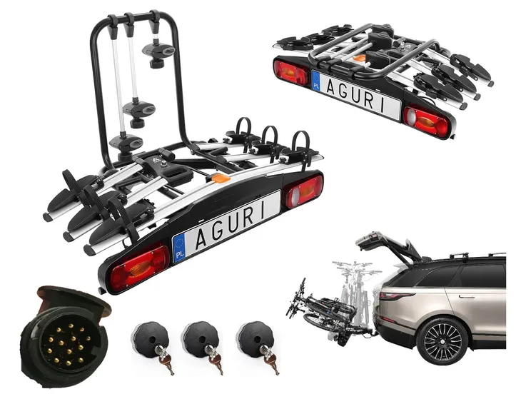 Bagażnik uchwyt rowerowy na hak 3 ROWERY Aguri ACTIVE BIKE UCHYLANY 13-pin