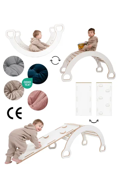 Bujak Montessori XXL 3w1 dla Dzieci Zjeżdżalnia Ścianka Poduszka Velvet
