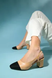 czolenka-damskie-bezowe-czarny-nosek-slupek-eko-skora-37-5ga