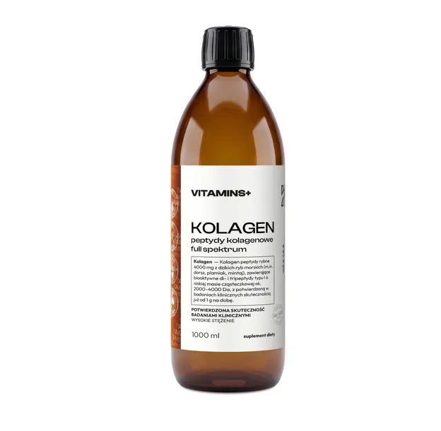 Kolagen rybi full spektrum, 1000 ml – skóra, chrząstki, kości - pomarańczow