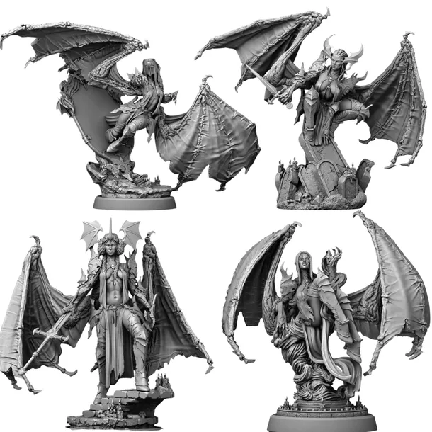 Miniatura 3D RPG - 4 x LAMIA /Sci-Fi/Grimdark - (25mm) Archvillain Games
