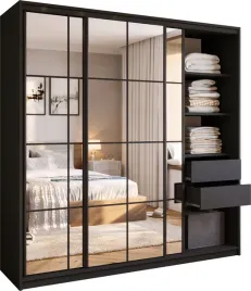 szafa-przesuwna-z-lustrem-200-cm-optica-do-sypialni-z-polkami
