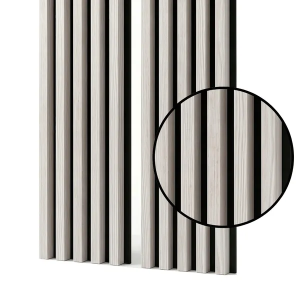 Lamele na czarnym filcu 53 x 275 cm modrzew biały