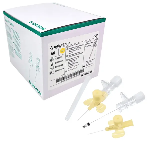Kaniula dożylna VASOFIX CERTO 50szt. G24 0,9 x 22mm żółty B.Braun