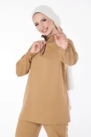 dres-damski-komplet-bezowy-z-zamkiem-dlugi-rekaw-46-5ga