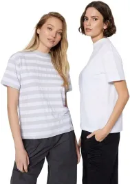 trendyol-t-shirt-damski-paski-okragly-dekolt-bawelna-2-pak-xs-6ba