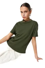 trendyol-damski-t-shirt-z-zakladka-na-dekolcie-kolor-zielony-m-5ea