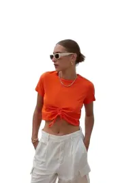 trendyol-krotki-pomaranczowy-t-shirt-z-marszczeniem-damski-m-5ea