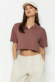 trendyol-brazowy-krotki-t-shirt-z-kolnierzykiem-i-bawelny-36-5-a