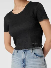 guess-czarny-top-krotki-rekaw-marszczenia-klasyczny-s-gga