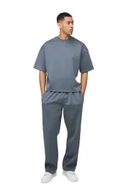 boohooman-meski-komplet-dresowy-szary-z-krotkim-rekawem-xl-z3a