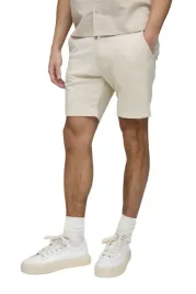 boohooman-bezowe-krotkie-spodenki-meskie-bez-wzoru-z-paskiem-34-z3a