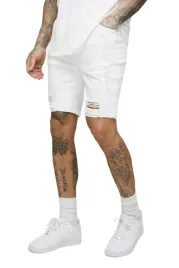 boohooman-biale-meskie-spodenki-jeansowe-z-dziurami-i-mankietem-40-z3a