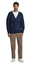 jackandjones-granatowy-sweter-meski-kardigan-wzor-norweski-l-n1a