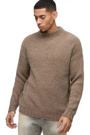 boohooman-meski-sweter-bezowy-z-polgolfem-bez-wzoru-bez-zapiecia-xs-z3a