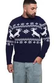 boohooman-granatowy-sweter-meski-z-norweskim-wzorem-plus-size-4xl-z3a
