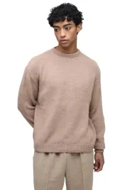 boohooman-meski-sweter-bezowy-z-okraglym-dekoltem-bez-wzoru-l-z3a
