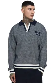 boohooman-granatowy-sweter-wzorzysty-z-kolnierzem-polgolf-l-z3a