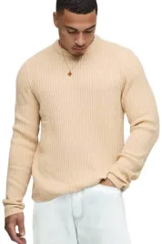 boohooman-bezowy-sweter-meski-z-gladkim-dzersejowym-szewem-l-z-a