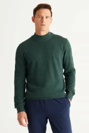 sweter-meski-z-polgolfem-wzor-melanz-ciemnozielony-l-5ga