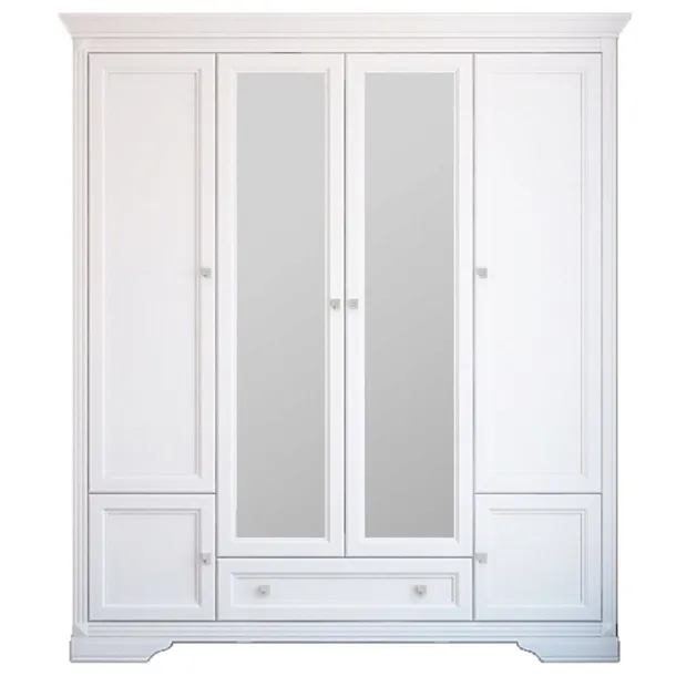 Szafa z lustrem biała uchylna elegancka PREMIUM ozdobne frezy 198 cm KLEO