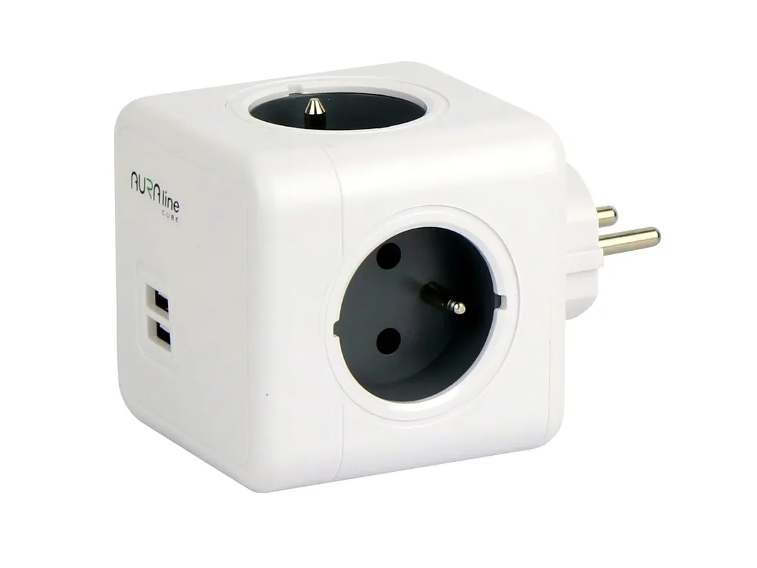led-line-205765-rozgaleznik-cube-4-gniazda-2xusb-3680w-schuko-aura