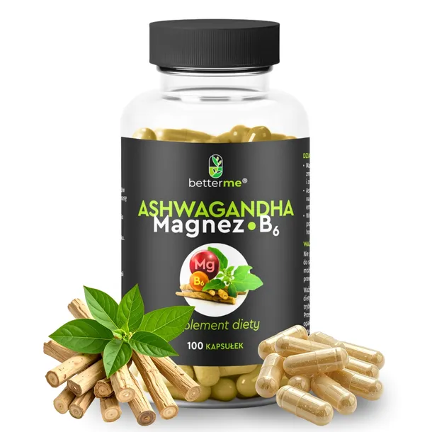 Ashwagandha Betterme, Witamina B6, Magnez, Dla Wegan i wegetarian SEN STRES